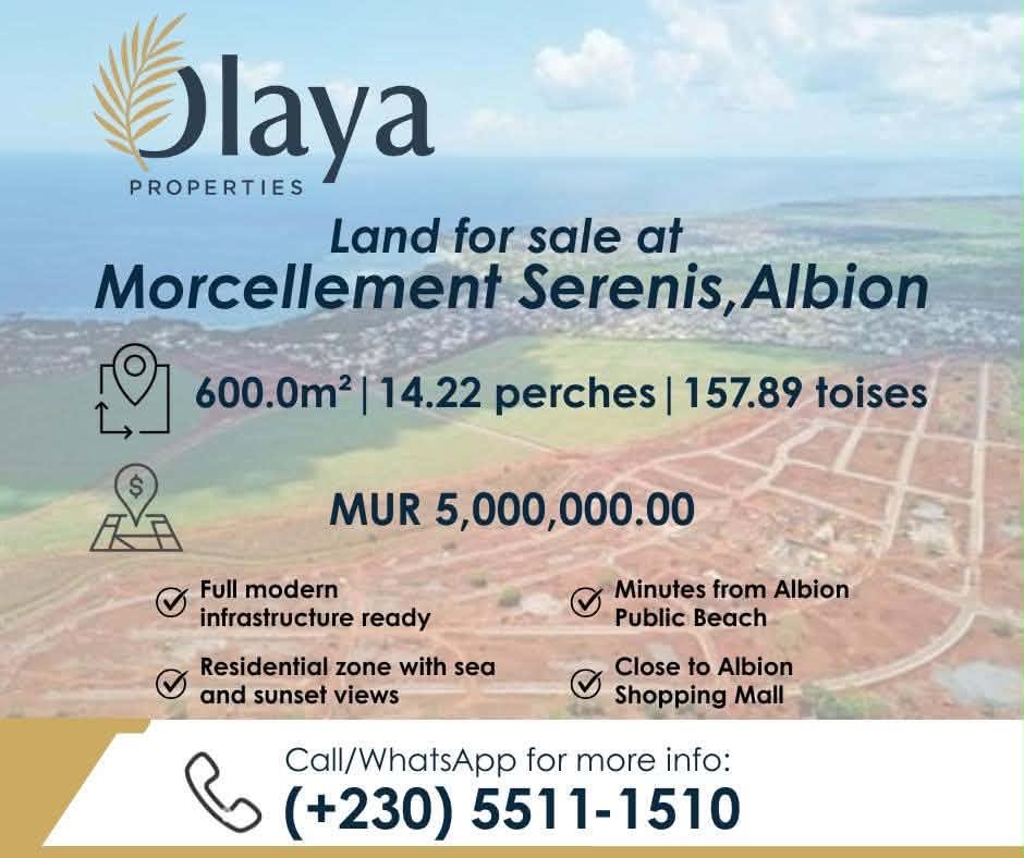 Land for sale at Morcellement Serenis, Albion — 600 m², 14.22 perches, MUR 5,000,000